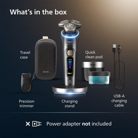 Philips Norelco i9000 on a bathroom vanity scene conveying premium design and everyday grooming use