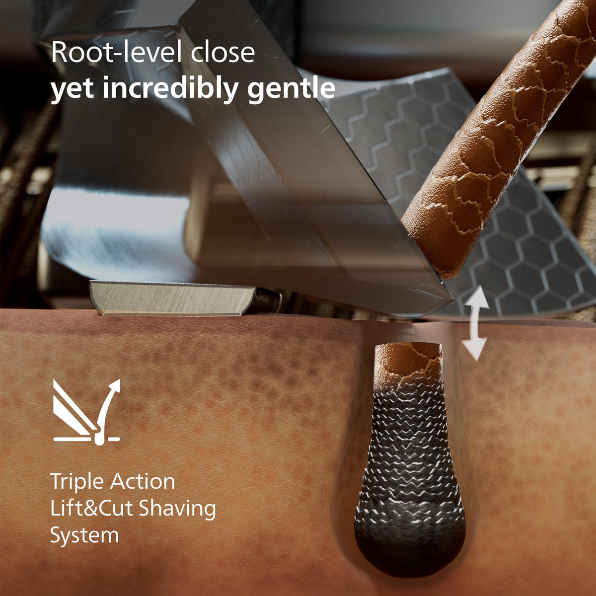 Philips Norelco Quick Clean Pod beside shaver demonstrating fast cleaning and easy maintenance