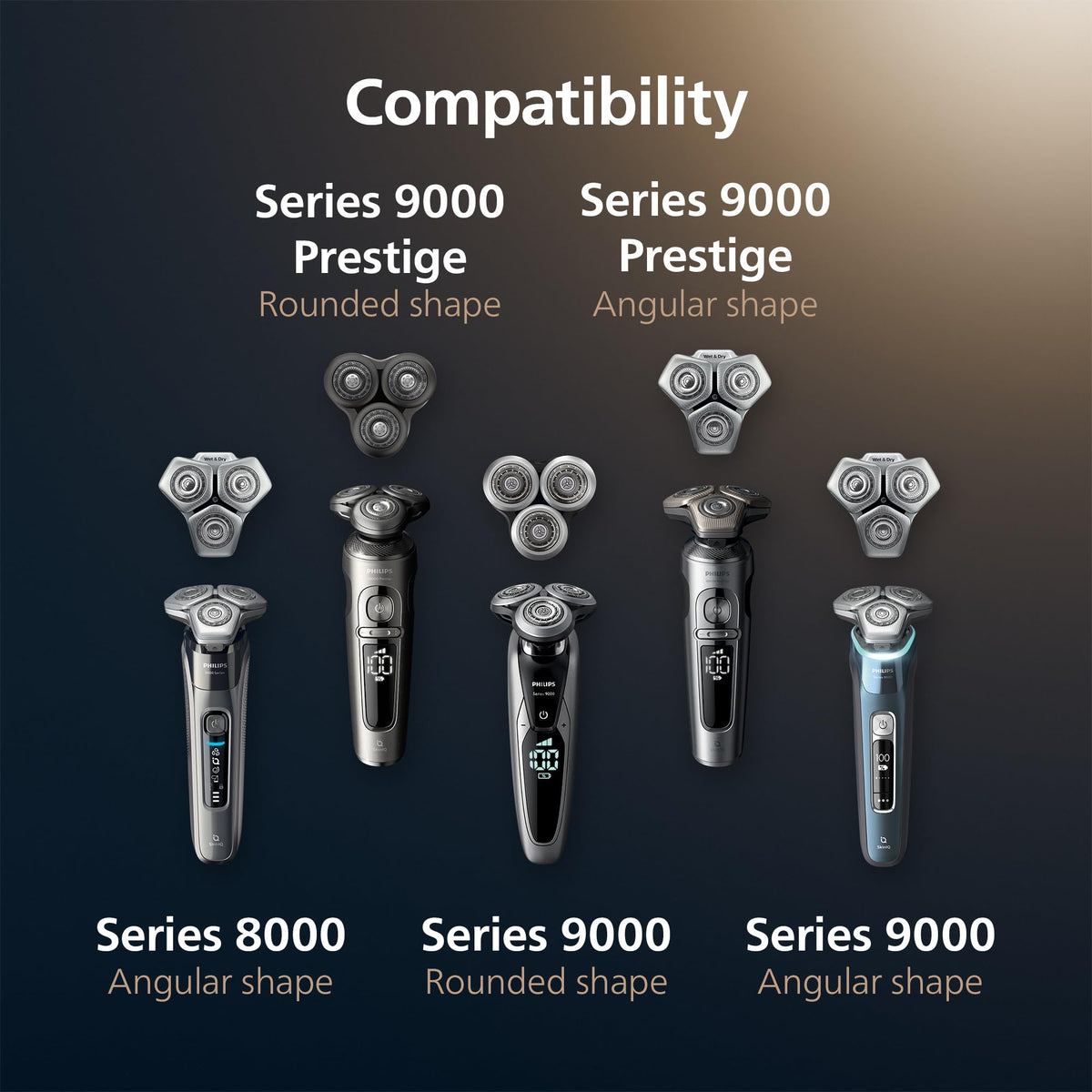 Norelco shaving head next to coin showing compact size and easy handling