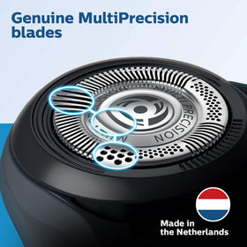 Norelco three shaving heads top view illustrating full set replacement convenience