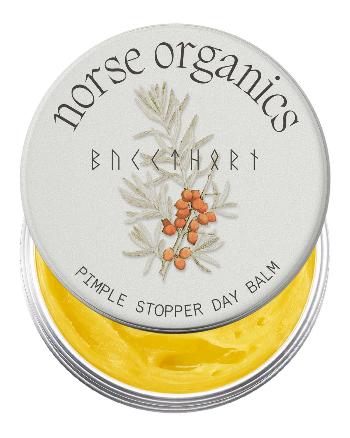 Norse Organics front jar showing packaging and compact 1 oz size for daily use