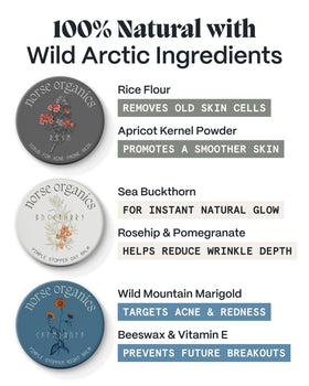 Norse Organics scrub mixed in palm illustrating easy, no-foam exfoliation