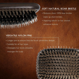 Norsewood close-up of boar and nylon bristles enhancing shine