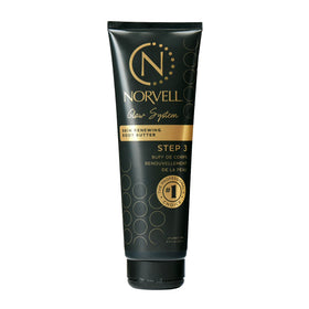 Norvell body butter front jar showing product and hydration benefits
