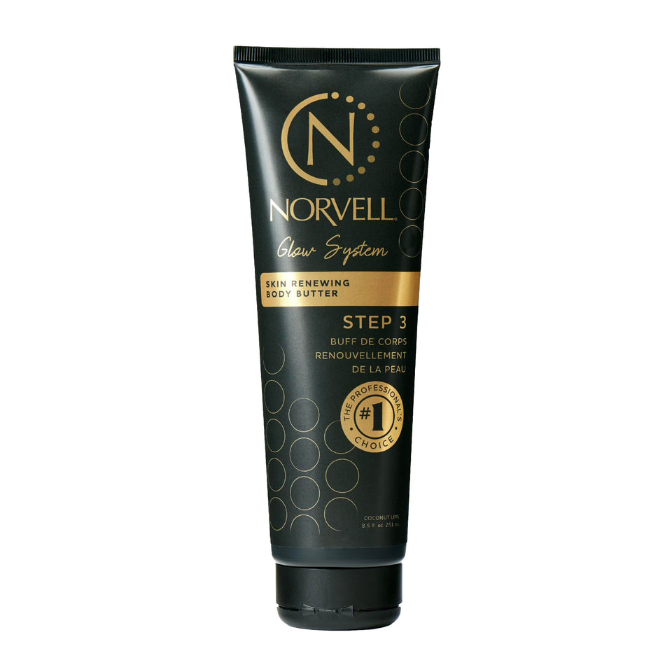 Norvell body butter front jar showing product and hydration benefits