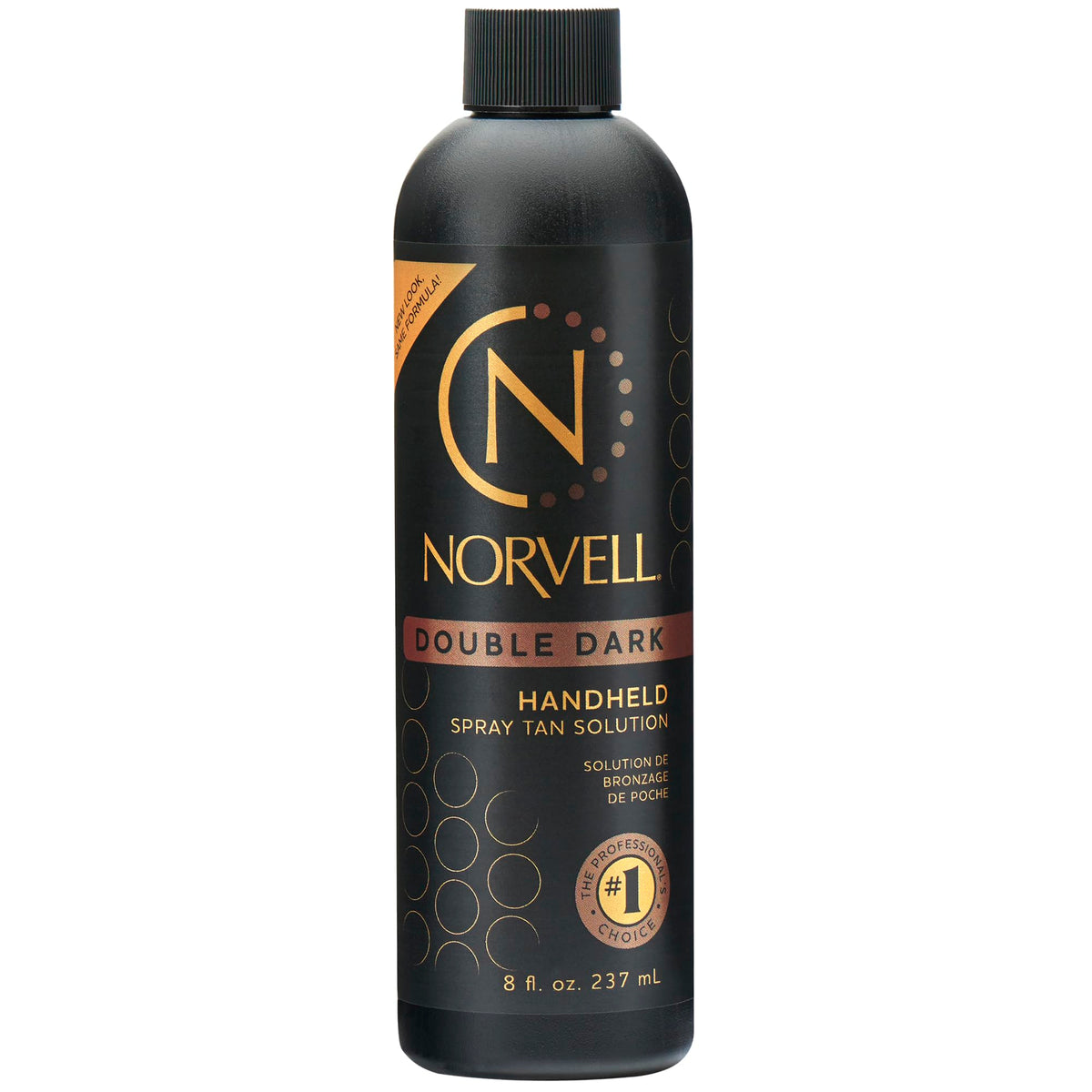 Norvell bottle front view showing product and professional tan benefit