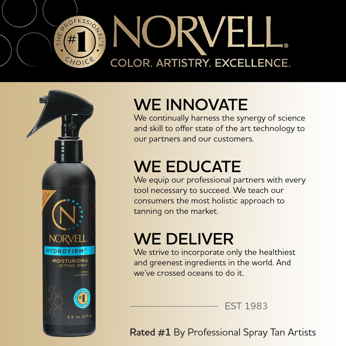 Norvell label close-up showing vegan formula and gentle-care benefits