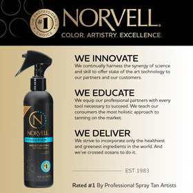 Norvell label close-up showing vegan formula and gentle-care benefits