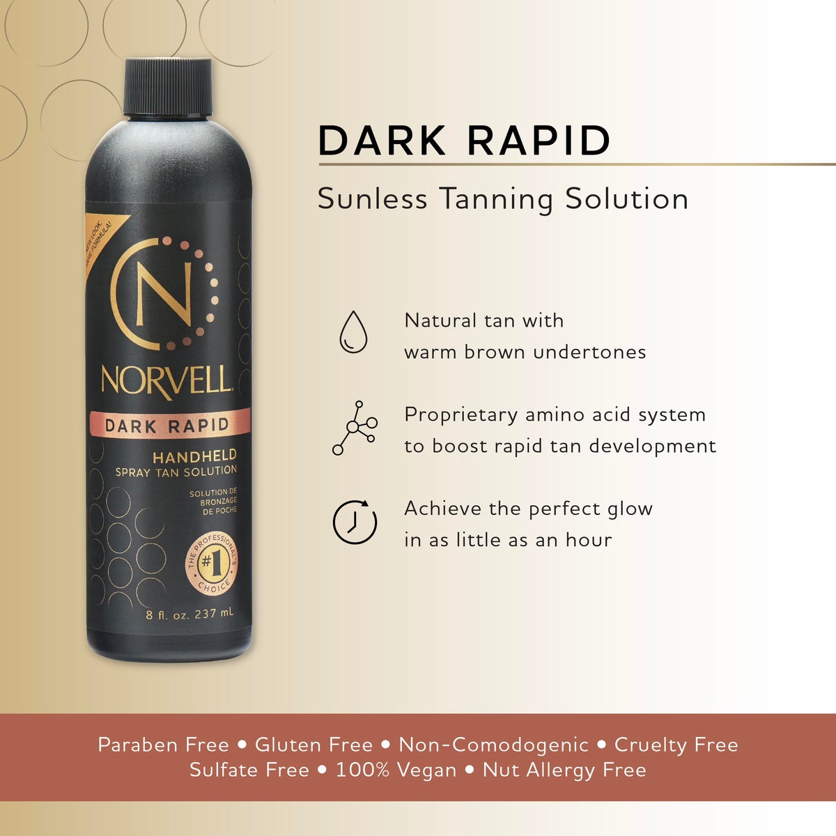 Close-up of Norvell ONE label highlighting rapid formula and directions