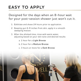 Salon technician using Norvell ONE on client giving quick natural-looking bronze