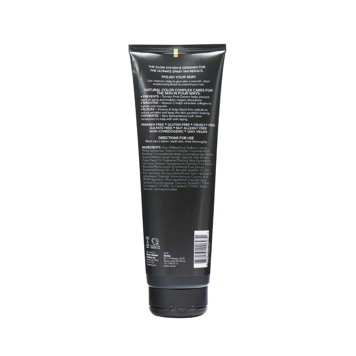 Norvell on bathroom vanity suggesting everyday post-tan care routine
