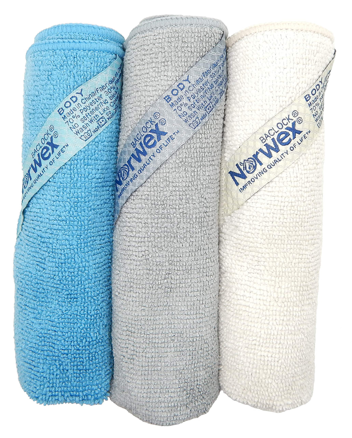 Norwex close-up of microfiber texture and BacLock treatment demonstrating soft absorbent fibers