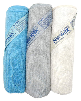 Norwex close-up of microfiber texture and BacLock treatment demonstrating soft absorbent fibers