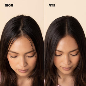 Not Your Mother's hands applying spray to roots demonstrating easy no-rinse use