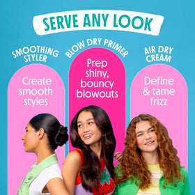 Not Your Mother's applying cream to damp hair for smoother blowouts