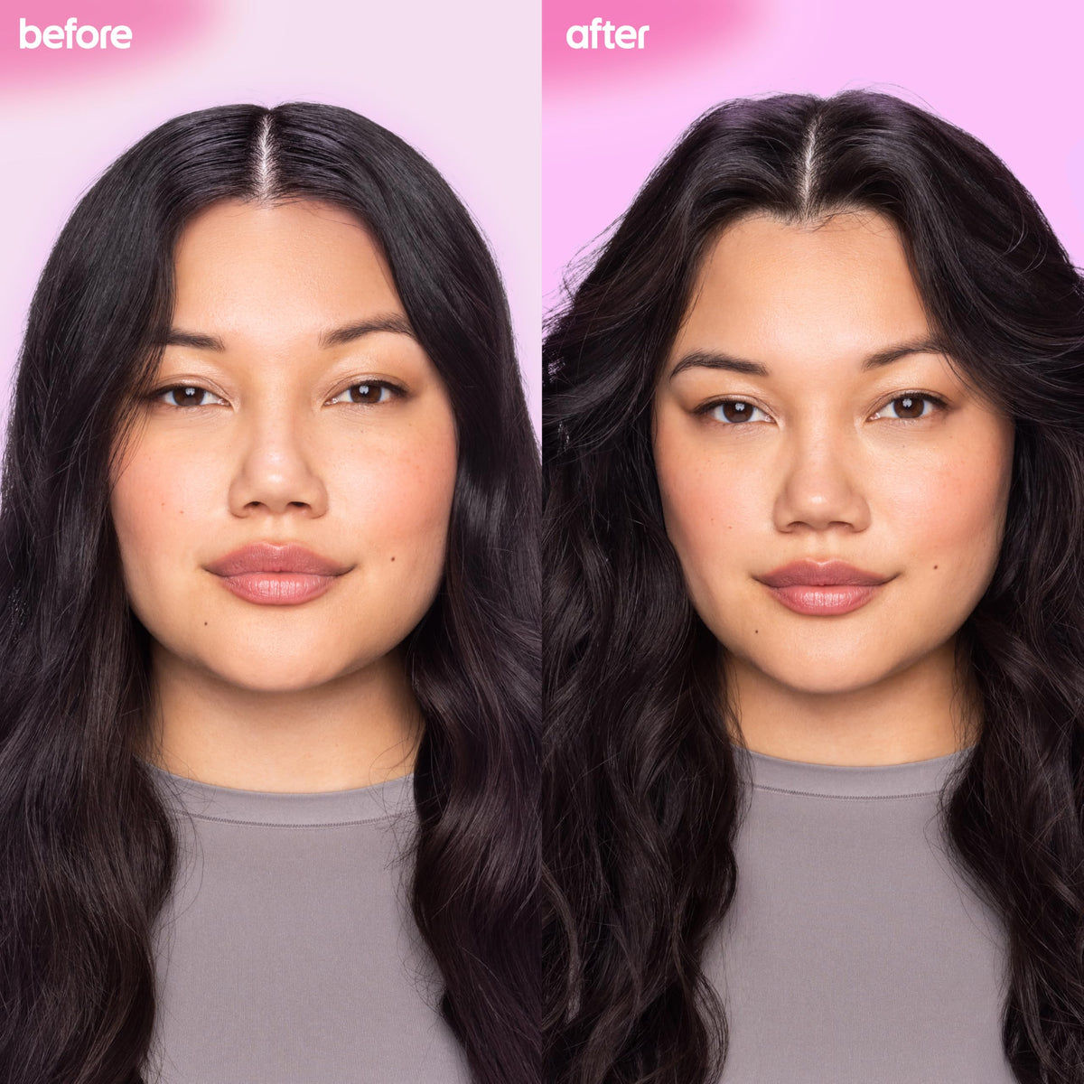Not Your Mother's demo spraying roots to instantly absorb oil and refresh hair