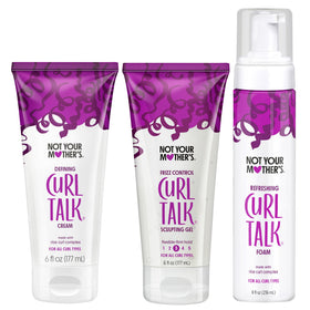 not your mother's front packaging of three-product curl set shows kit benefits