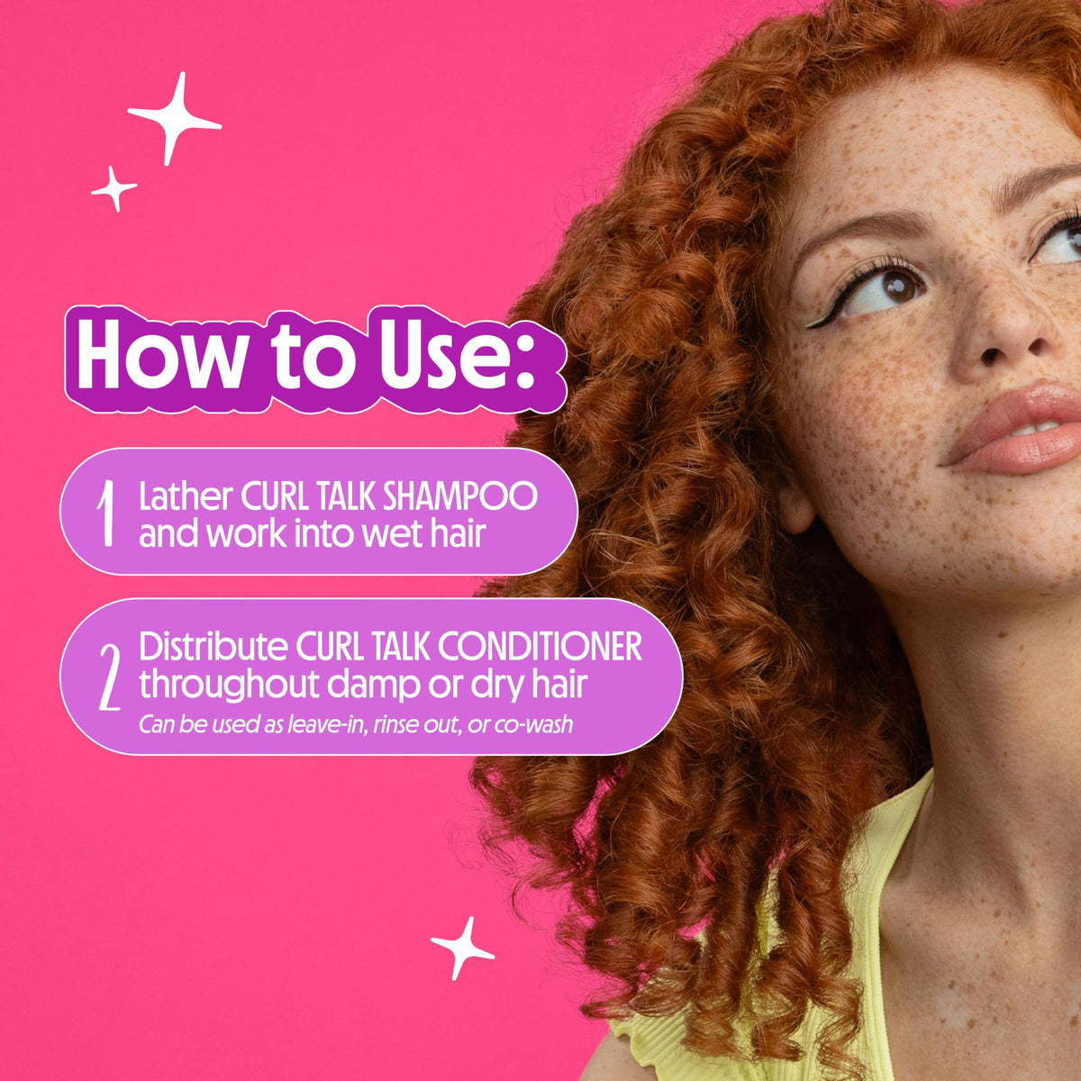 Not Your Mother's in-shower use with wet curls demonstrating frizz control during wash routine benefit