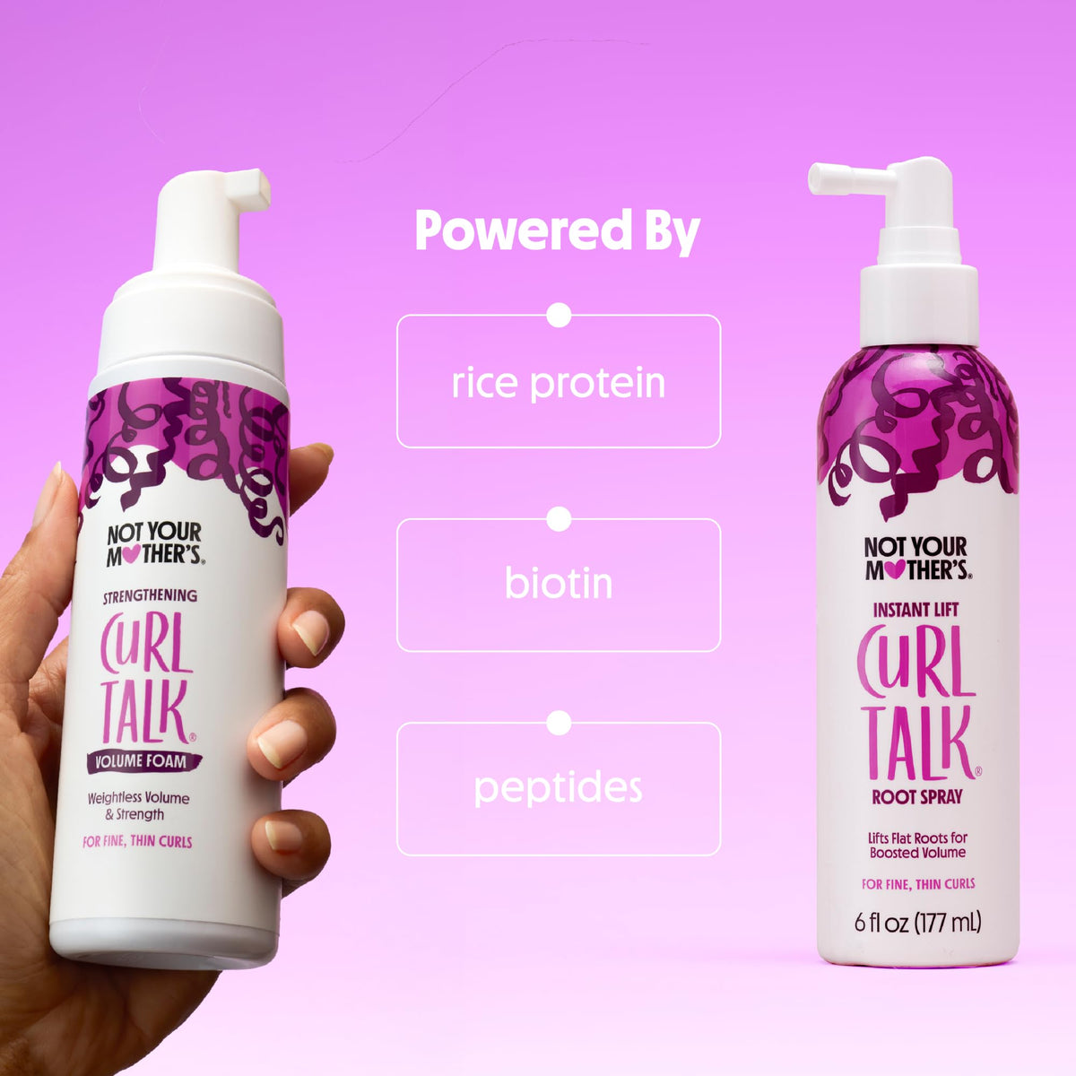 Not Your Mother's foam being scrunched into curls for added bounce