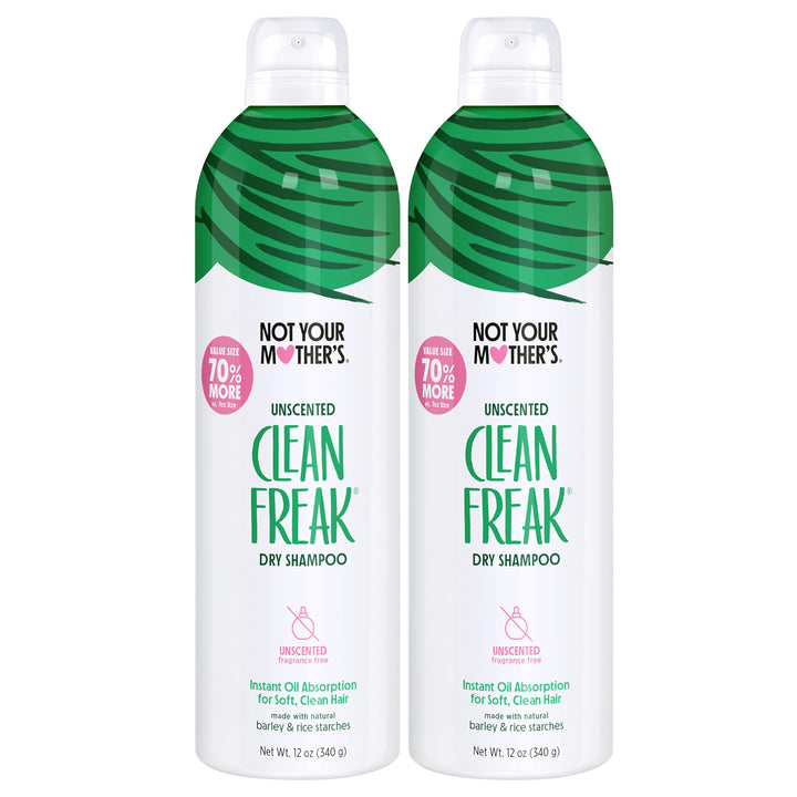 Not Your Mother's front packaging showing unscented jumbo dry shampoo, quick oil absorption