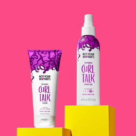 Not Your Mother's products on bathroom shelf during styling routine for convenience