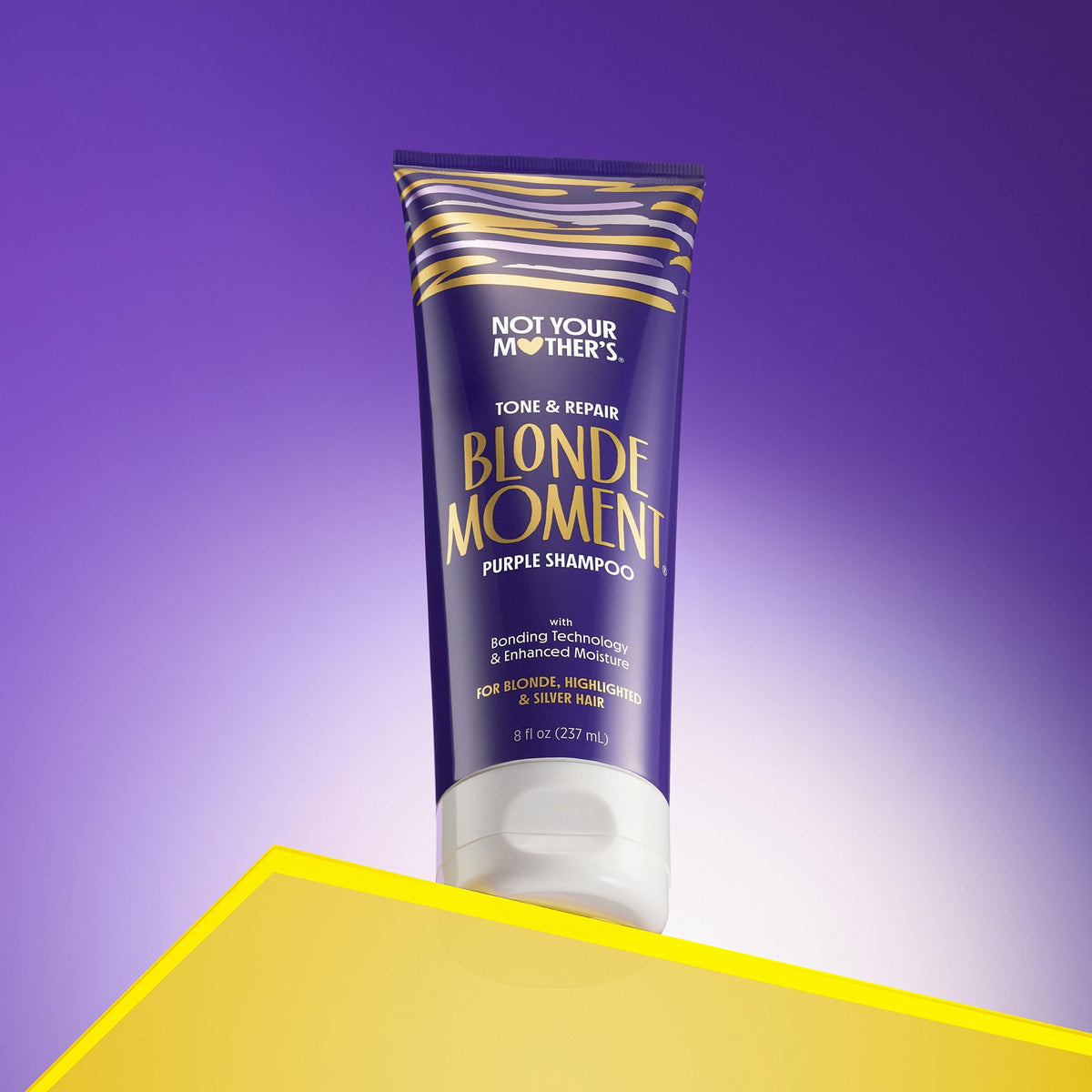 Not Your Mother's label detail listing violet pigments and quinoa, supports color retention