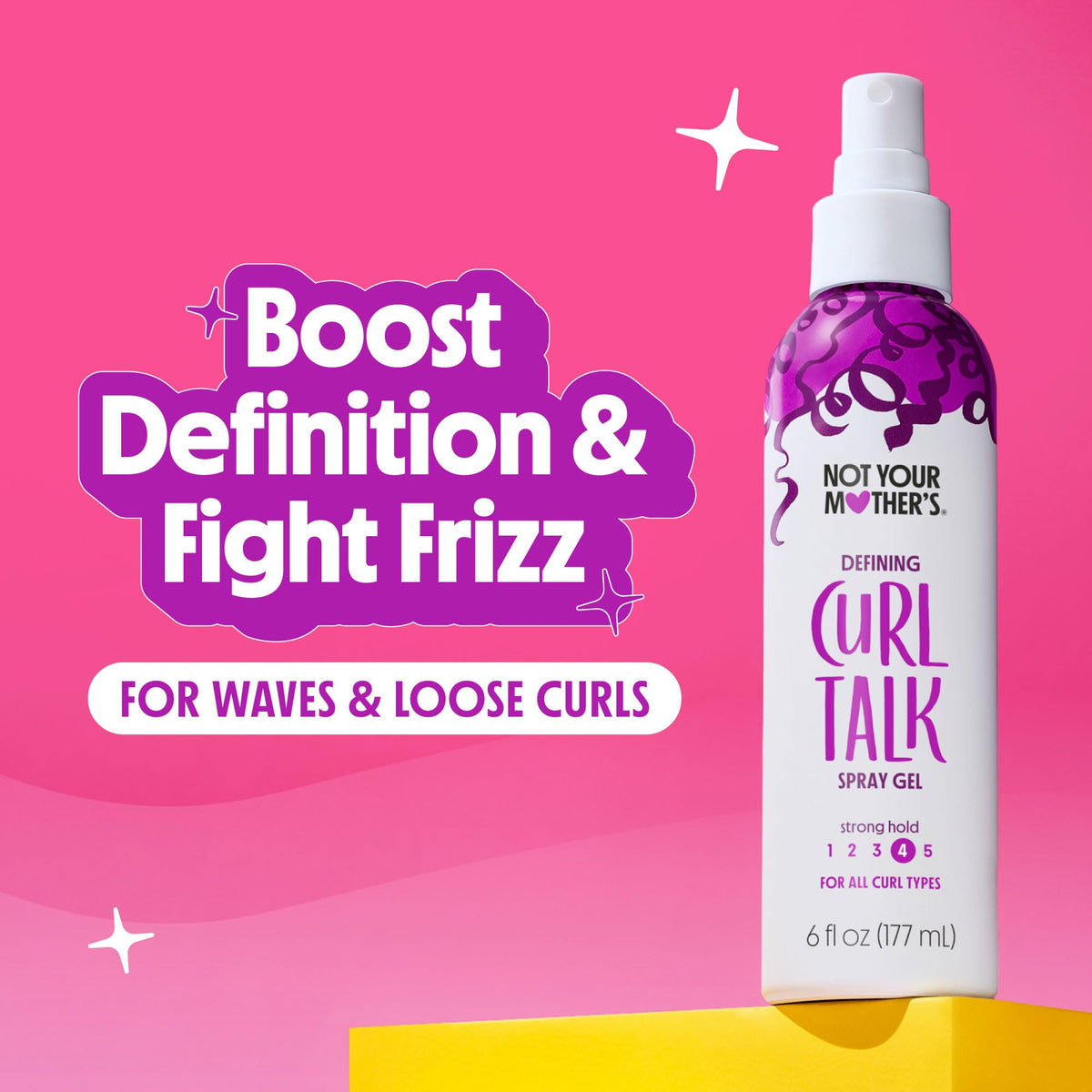 Not Your Mother's spray gel misting on hair to create lightweight hold