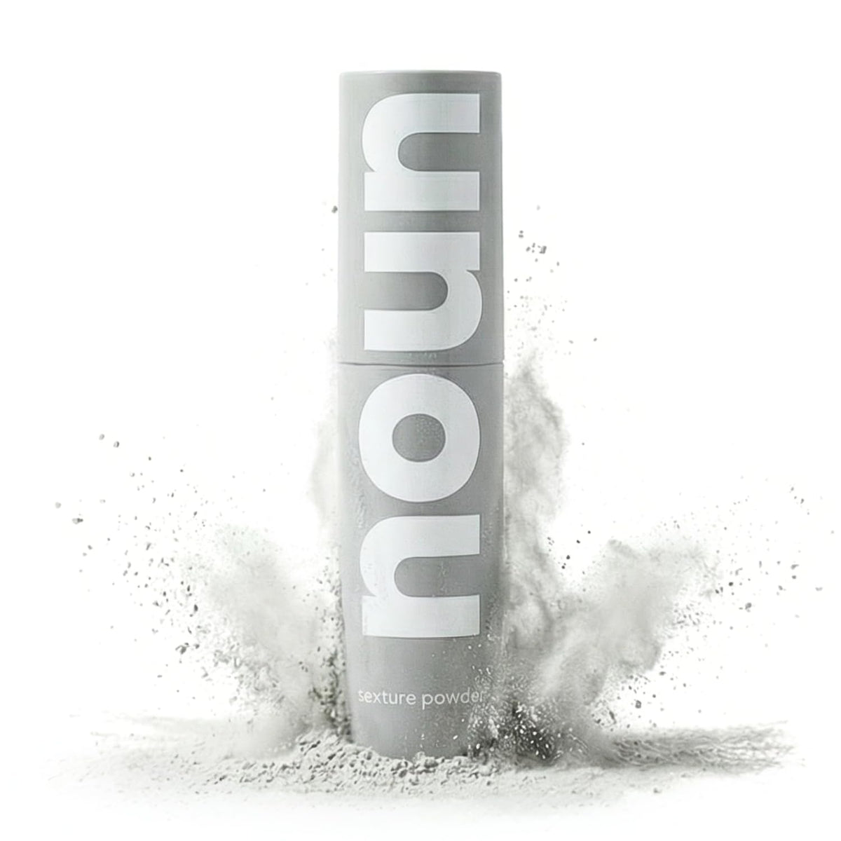NOUN front bottle shot showing powder-spray design and clean formula benefits