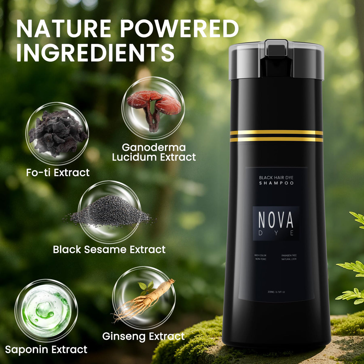 NOVA DYE applied in shower, demonstrates simple one-step coloring benefit