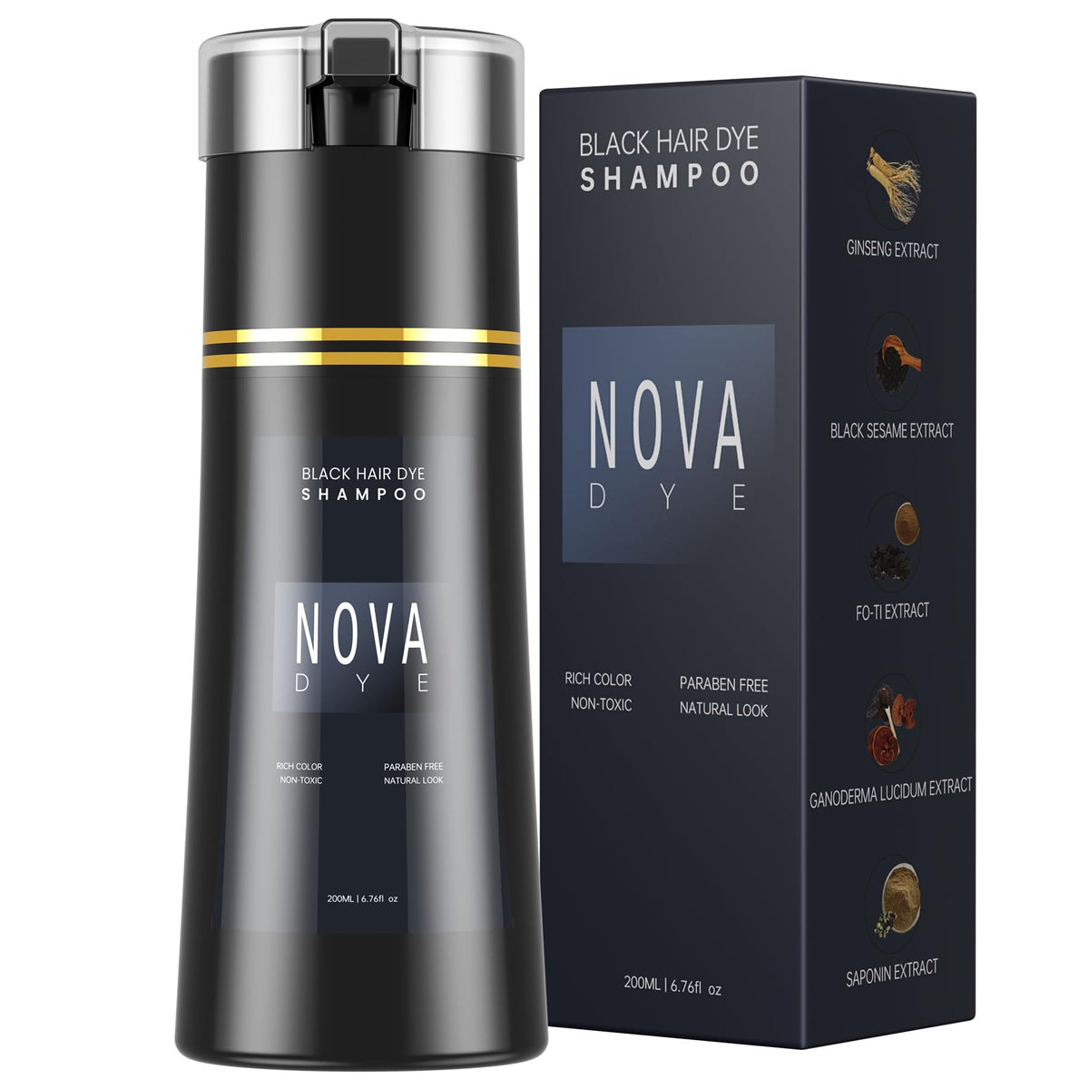 NOVA DYE front packaging showing bottle and label, communicates ease of use