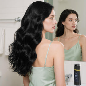 NOVA DYE ingredients display with botanicals, emphasizes natural extract benefits