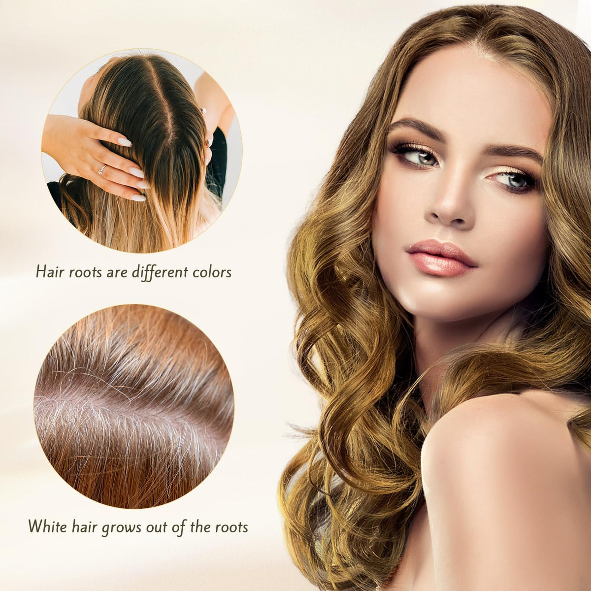 Nova Hair before and after results showing covered grays and natural look