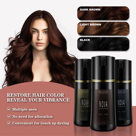 NOVA SHAMPOO before and after gray coverage showing immediate results