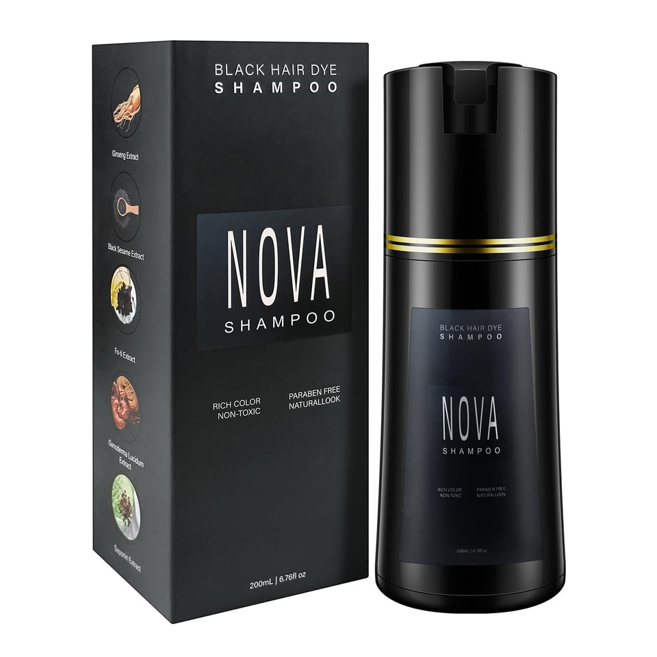 NOVA SHAMPOO front packaging showing product and color benefits