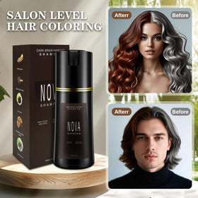 NOVA SHAMPOO close-up of pouring texture showing creamy deposit benefit