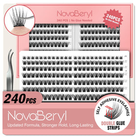 NovaBeryl front packaging showing 240PCS set and included tweezers, easy use