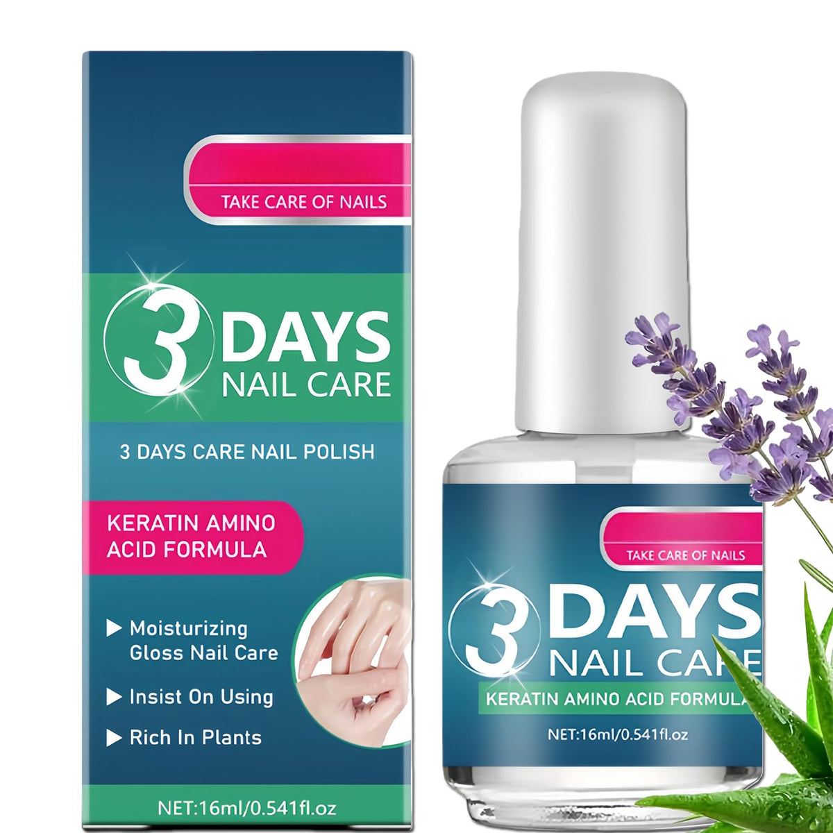 NovaCharm front packaging showing clear 16ML bottle and branding benefit shine