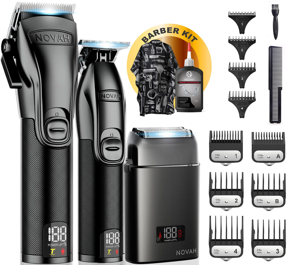 Novah Grooming front view of metal cordless clipper showing professional design and durability