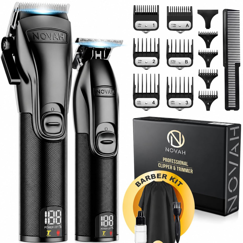 Novah front view of clipper showing sleek metal body and professional finish for durability