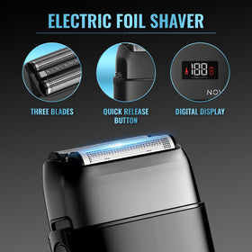 Novah Grooming foil shaver close-up showing sharp blades for cleaner finish