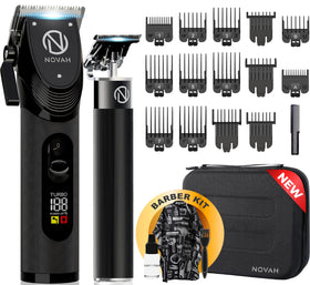 Novah front view of clippers and case showing kit completeness and portability
