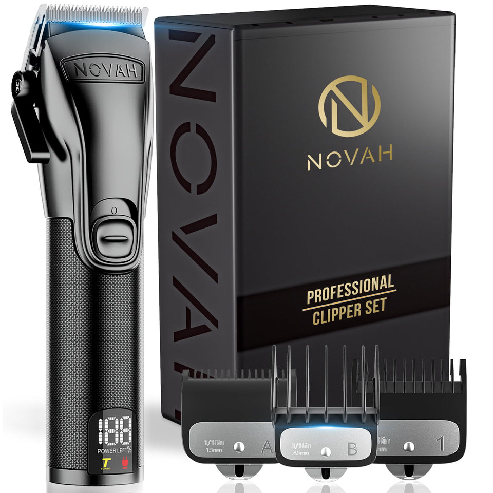 Novah Grooming front view showing clipper shape and professional finish for reliable handling