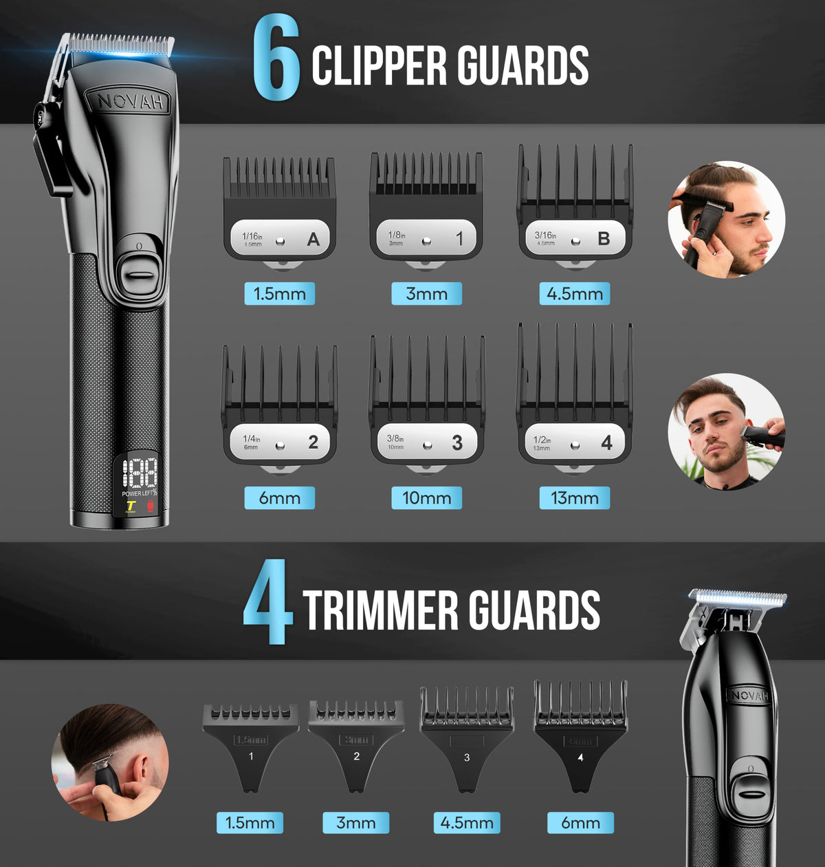 Novah Grooming clippers in use by barber for precise fades and comfortable handling