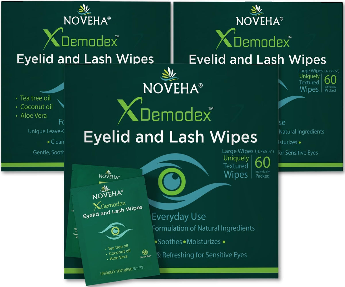 NOVEHA front box packaging showing pack of 60 wipes and branding for convenient care