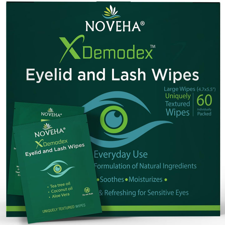 NOVEHA front box packaging showing 60 wipes for quick identification and benefit