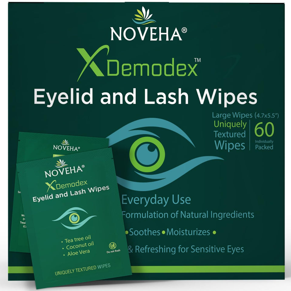 NOVEHA front box packaging showing 60 wipes for quick identification and benefit