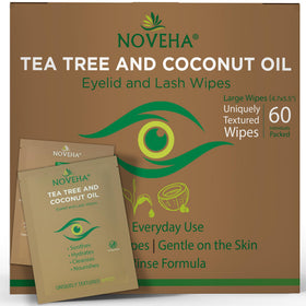 NOVEHA front packaging showing 60 individually wrapped eyelid wipes, convenient for daily care
