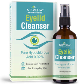 NOVEHA front bottle view showing gentle eyelid cleanser for daily hygiene