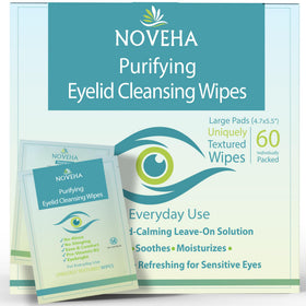 noveha front packaging showing pack of 60 wipes and clear benefits