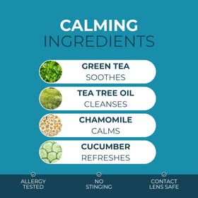 NOVEHA ingredients label display highlighting green tea and tea tree benefits